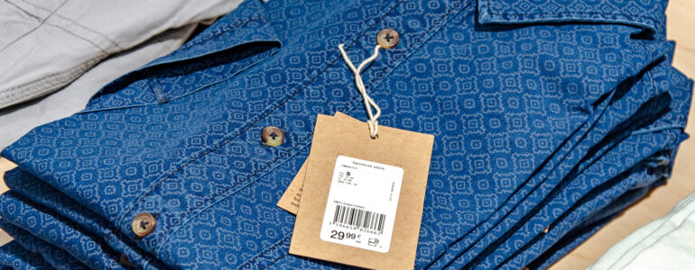 Stack of blue blouses